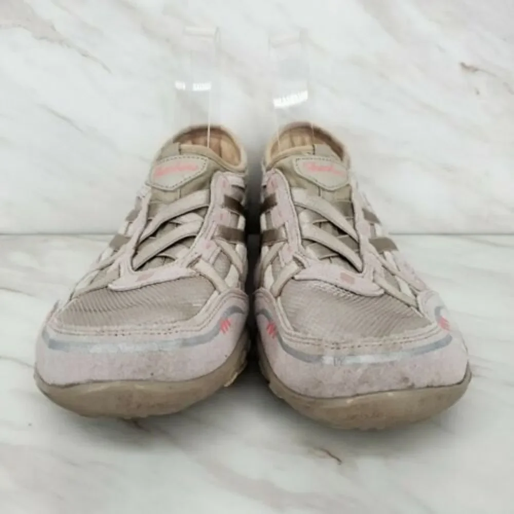 Skechers Relaxed‎ Fit Womens 8.5 Memory Foam Tan Pink Slip On Shoes 22451
